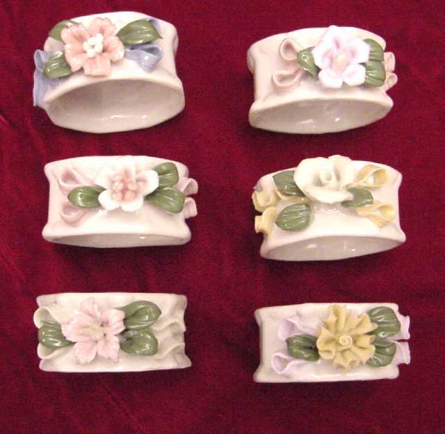 Porcelain Floral Shabby Chic Napkin Rings