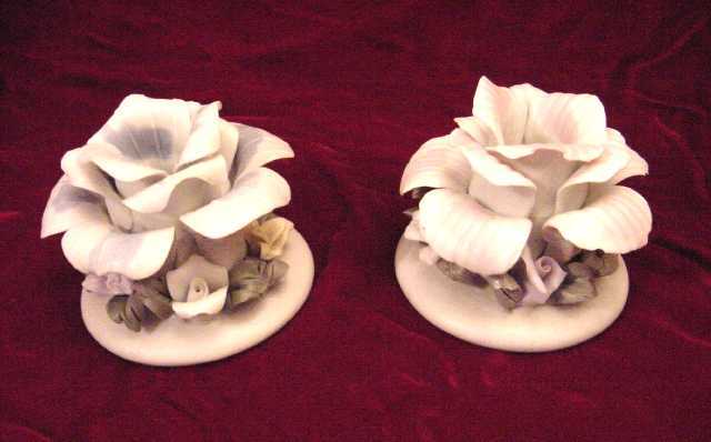 Porcelain Rose Candle Holders