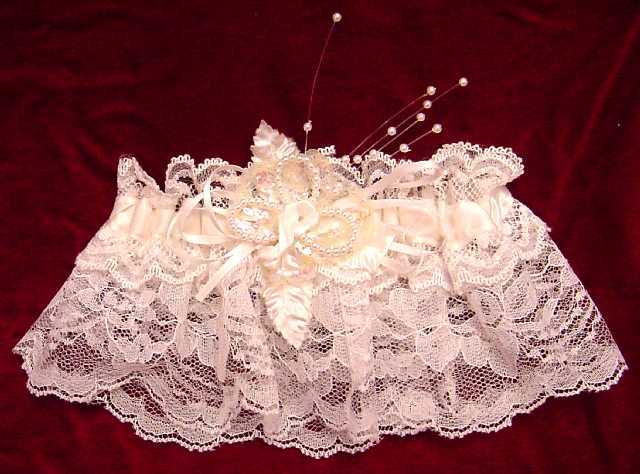 Beaded White Lacey Garter