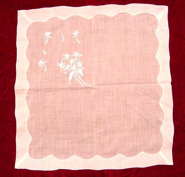 Vintage Linen Handkerchief w/ EMBROIDERY