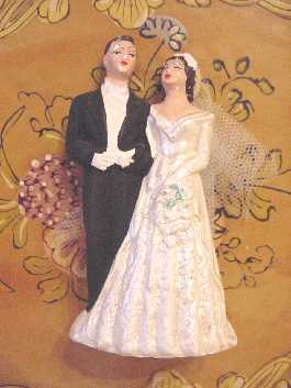 Vintage Chalk Bride Groom Wedding Cake Topper