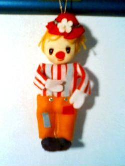 Vintage Japan Christmas Clown Ornament Felt