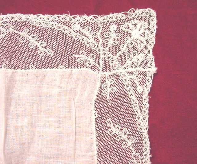 Antique French Lace & Linen Vintage Hanky
